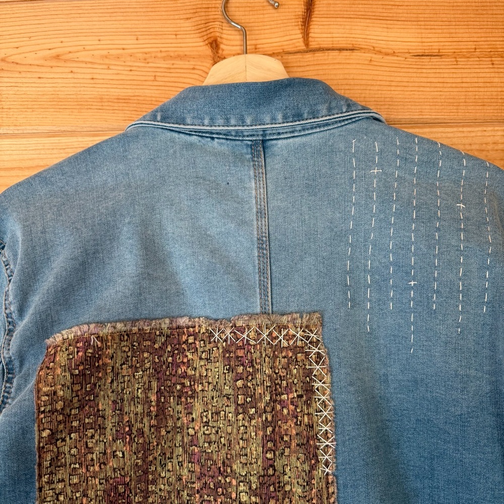 Well Worn Large Upcycled Patchwork Blue Denim Cho… - image 6